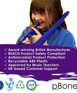 pBone pInstrument Plastic Kids Mini Trombone - Mouthpiece and Carrying Bag- Eb Authentic Sound for Student & Beginner- Durable ABS Construction- Red 12 71eyH33N6gL 1