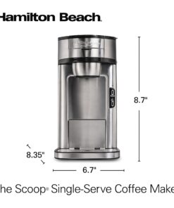 Hamilton Beach The Scoop Single Serve Coffee Maker & Fast Grounds Brewer, Brews in Minutes, 8-14oz. Cups, Stainless Steel 34 71eyhusRuKL