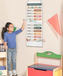 Godery Boho Daily Schedule Pocket Chart for Classroom with 24 Cards,Welcome Back to School Classroom Decorations, White Boho-white 12 71ez6IHCitL