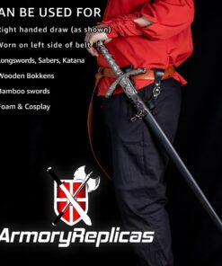 Armory Replicas - Premium Leather Sword Holster - Medieval Inspired Handcreafted Costume LARP Weapon Frog Accessory Right Black 11 71ezb8RVsmL