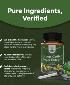Pure Green Coffee Bean Extract Supplement – Best for Weight Loss Appetite Suppressant – 800 mg with Chlorogenic Acid Best Energy Booster Advanced Natural Potent Formula – 60 Capsules 14 71f PB22BSL