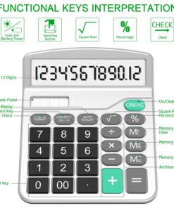 Alternative view of Calculator, Splaks 2 Pack Standard Functional Desktop Calculators Solar and AA Battery Dual Power Electronic Office Calculators with 12-Digit Large Display (1 Basic Black&1 Updated Silver) 1 Black & 1 Silver