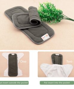 AlVABABY 12pcs Charcoal Bamboo Inserts Cloth Diaper Liner, 5-Layer Inserts,Rayon Reusable Liners for Baby Cloth Diapers12ZTN 12pcs Charcoal Camboo Inserts 24 71f YiTNVL