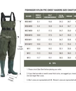 FISHINGSIR Fishing Waders for Men with Boots Womens Chest Waders Waterproof for Hunting with Wading Belt M06/W08 Green 14 71f cLEYC L