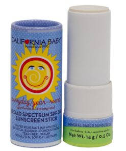 California Baby Everyday/Year-Round SPF 30+ Sunscreen Stick | Broad Spectrum | Mineral Sunscreen Face & Body | Titanium Dioxide | Allergy-Friendly | Reef Safe Sunscreen | Mineral Sunscreen For Sensitive Skin | 14 g / 0.5 oz. 0.5 Ounce (Pack of 1) 8 71f cO0KrL