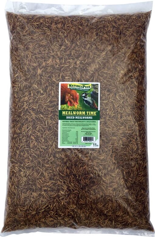 NaturesPeck® Dried Mealworms (11-22-44 lbs) Non-GMO High Protein Treats for Chickens & Wild Birds 11.00 Pound (Pack of 1)