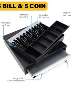 HK SYSTEMS 16" Heavy Duty Black Manual Push Open Cash Drawer with 5Bill/5Coin Stainless Steel 2. 16" PUSH OPEN(Manual) Family 1. 16" Push Black 14 71f1B83vTTL