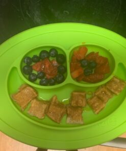 ezpz Mini Mat (Lime) - 100% Silicone Suction Plate with Built-in Placemat for Infants + Toddlers - First Foods + Self-Feeding - Comes with a Reusable Travel Bag - 6 Months+ Lime 28 71f1FDthjrL