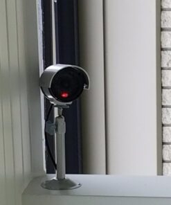 WALI Bullet Dummy Fake Surveillance Security CCTV Dome Camera Indoor Outdoor with one LED Light Warning Security Alert Sticker Decals (TC-S4), 4 Packs, Silver 54 71f1QcUPHhL