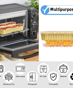 Mini Loaf Pans with Lids, 6.8oz Mini Cake Pans Aluminum Foil Mini Loaf Baking Pans 50Pcs Disposable Long Baking Cups Muffin Tins Brownie Bread Pan Cupcake Liners for Wedding Birthday Party (Gold) Gold 12 71f2 KsYSsL