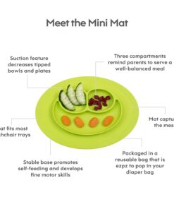 Alternative view of ezpz Mini Mat (Lime) - 100% Silicone Suction Plate with Built-in Placemat for Infants + Toddlers - First Foods + Self-Feeding - Comes with a Reusable Travel Bag - 6 Months+ Lime