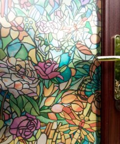 d-c-fix Window Privacy Film Tulia Stained Glass Self-Adhesive Two Way Day and Night Decorative Vinyl Covering for Home Door Bathroom Decal Sticker 17.7" x 78.7" 30 71f6ODP8xS