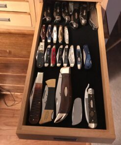 Collector's Knife Display Case Tool Storage Holder Cabinet Drawers Pocket Watch Collection Showcase Walnut Finish 27 71f6YSW42BL