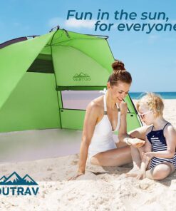 Outrav Pop Up Beach Tent - Quick and Easy Set Up, Family Size, Portable Sun and Water Shelter and Shade Canopy - for Fishing, Camping, Hiking and Outdoor Activities Green 14 71f7K9aUxL