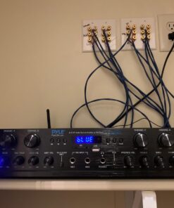 Pyle Wireless Home Audio Amplifier System - Bluetooth Compatible Sound Stereo Receiver Amp - 6 Channel 600 Watt Power, Digital LCD, Headphone Jack, 1/4'' Microphone IN USB SD AUX RCA FM Radio 38 71f8zxb8xhL