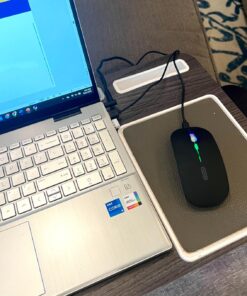 Uiosmuph LED Wireless Mouse, G12 Slim Rechargeable Silent Mouse, 2.4G Portable USB Optical Computer Mice with USB Receiver and Type C Adapter (Matte Black) Matte Black 31 71f9oKJnVeL