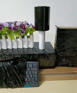 JA PACKING Stretch Wrap Plastic Wrap Roll Industrial Mini Stretch Wrap Roll with Handle for Moving,Shipping,Packing Fuiniture Adhering Shrink Wrap (5''Black) 5'' Black 10 71fAJsuu1EL