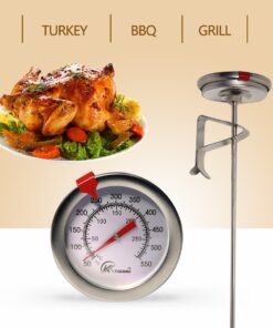KT THERMO Deep Fry Thermometer With Instant Read,Dial Thermometer,12" Stainless Steel Stem Meat Cooking Thermometer,Best for Turkey,BBQ,Grill 1-pack 12-Inch 22 71fBQmSI9 L