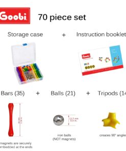 Goobi 70 Piece Magnetic Building Sticks Blocks Tiles Toy Magnet 3D Construction Set STEM Educational Toys for 3 4 5 6 7 8 Year Old Kids Boys Girls Adults with Storage Box and Instruction Guide 19 71fBYuVMJeL