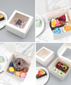 HeroFiber Cake Boxes 12 inch, & Cake Boards. Set of 10, Bakery Box With Plastic Window, For Your Bundt Cake, Cheesecake, Cookies, Pastry, Donuts, Cupcakes, Pies & More. Cajas Para Pasteles White 12 Inch 19 71fCGb4bsnL