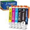 280 281 280XXL 281XXL Ink Cartridges Compatible for Canon 280 281 PGI-280XXL CLI-281XXL for Canon PIXMA TR7520 TR8520 TS8220 TS9120 TS8120 TS6120 TS6220 TS9520 TS9521C TS702 (PGBK, BK, C, M, Y)