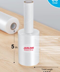 Alternative view of JARLINK 4 Pack Stretch Film, 5" 1000ft Mini Industrial Strength up to 500% Stretch Shrink Wrap with Handles, Thick Durable Self-Adhering Plastic Wrap for Pallet Wrap, Moving, Packing, 60 Gauge