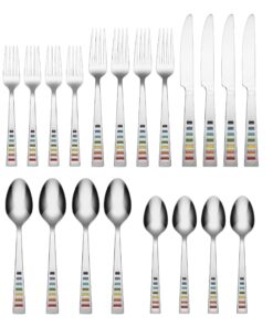Fiesta - 641020R Fiesta Celebration 20-Piece Flatware Silverware Set, Service for 4, Stainless Steel, Includes Forks/Knife/Spoons 9 71fDo1ECvWL