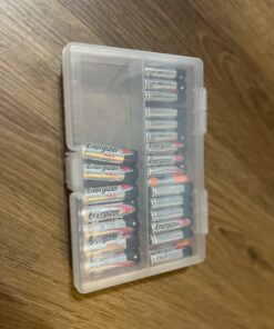 Foto&Tech AA AAA Battery Storage Box, Rechargeable Battery Storage Case Battery Holder Organizer Box Holds 46AA or 64AAA with Hinged Lid Charge Reminder Marking Non-Slip Bottom Sturdy Plastic Clear 17 71fF0FRtGL 2