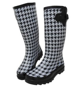 Sunville Women's Mid Calf Waterproof Rubber Garden Rainboots 6 Houndstooth 8 71fF8R0nGpL