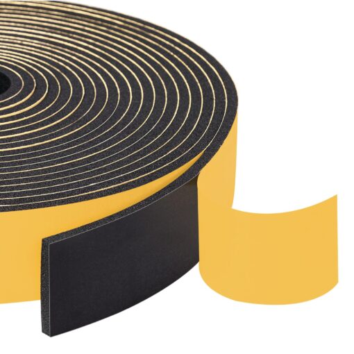 Yotache Weather Stripping 2 Rolls 1" W X 1/8" T (New Adhesive Craft), Neoprene Foam Weatherstrip Tape for Automotive, 33 Ft Length (2 X 16.5 Ft Each) 1" x 1/8" x 33'