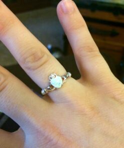 Oxford Diamond Co Sterling Silver Irish Claddagh Simulated Gemstone Promise Ring Available Lab Created White Opal 7 33 71fGflv02mL