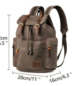 Alternative view of PKUVDSL Canvas Backpack, SERIES Vintage Canvas Backpack Hiking Daypacks Computers Laptop Backpacks Unisex Casual Rucksack Bookbag Mountaineering Bag for Men Women (Light Brown) Large A-armygreen
