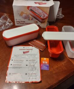 StarPack Long Scoop Reusable Ice Cream Containers with Lids (2-Pack) - Ice Cream Container for Home Made Ice Cream Storage, Soup & Food Storage - Durable Ice Cream Freezer Containers with Style! 2 Pack Cherry Red 34 71fHakgm3fL 1