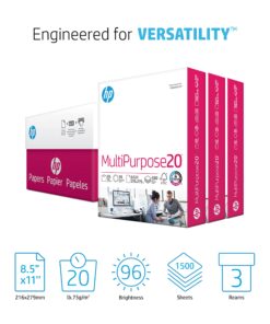 HP Printer Paper | 8.5 x 11 Paper | MultiPurpose 20 lb | 3 Ream Case - 1500 Sheets | 96 Bright | Made in USA - FSC Certified | 112530C 3 Ream | 1500 Sheets Letter (8.5 x 11) 11 71fHmBRuyL
