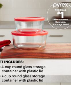Alternative view of Pyrex Simply Store 4-PC Large Glass Food Storage Containers Set, Snug Fit Non-Toxic Plastic BPA-Free Lids, Freezer Dishwasher Microwave Safe 4 PIECE Medium