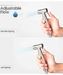 SmarterFresh Easy-Install Cloth Diaper Sprayer for Toilets – Luxury Handheld Bidet Attachment – Multi-Use Toilet Faucet with Simple Pressure Control (Curved Sprayhead) Stainless Steel 35 71fIoKIvetL