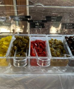 Ice Chilled 5 Compartment Condiment Server Caddy - Serving Tray Container with 5 Removable Dishes with Over 2 Cup Capacity Each and Hinged Lid | 3 Serving Spoons + 3 Tongs Included 35 71fJoc0U3QL