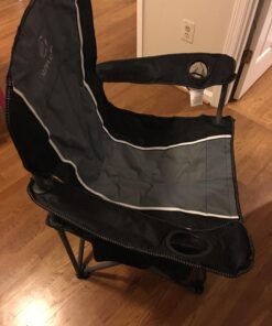 ALPHA CAMP Oversized Camping Folding Chair Heavy Duty Steel Frame Support 350 LBS Collapsible Padded Arm Chair with Cup Holder Quad Lumbar Back Chair Portable for Outdoor/Indoor Black Grey 20 71fK4wKi L