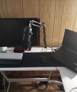 Eastshining Upgraded Adjustable Microphone Suspension Boom Scissor Arm Stand with Shock Mount Mic Clip Holder 3/8'' to 5/8'' Screw Adapter -for Blue Yeti, Snowball & Other Microphones stand with adapter 39 71fKJXIlHTL