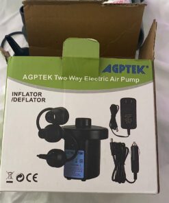AGPTEK Electric Air Pump with 3 Nozzles, 110V AC/12V DC, Portable Quick-Fill Perfect Inflator/Deflator Pumps for Outdoor Camping, Inflatable Cushions, Air Mattress Beds, Boats, Swimming Ring 30 71fKudHKl3L
