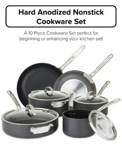 Viking Culinary Hard Anodized Nonstick Cookware Set, 10 Piece, Dishwasher, Oven Safe, Works on All Cooktops including Induction 18 71fL26JSAL