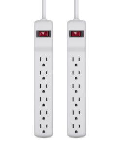 Belkin Power Strip Surge Protector - 6 AC Multiple Outlets, 2 ft Long Heavy Duty Metal Extension Cord for Home, Office, Travel, Computer Desktop & Phone Charging Brick - 200 Joules, White (2 Pack) 2-Pack 11 71fLOb7sQdL