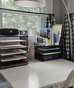 Marbrasse Desk Organiser Drawer, 4-Tier Mesh Desk File Organiser,5 Vertical File Holders and 2 Pen Holders, Multifunction Desktop Organizer,Desk Organizers and Accessories for Home Office Mesh Vertical File Folder - 01 28 71fLfS9sJ5L