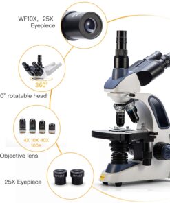 Swift SW380T 40X-2500X Research-Grade Trinocular Compound Lab Microscope with 1.3mp Camera and Software Windows and Mac Compatible and Slides SW380T+1.3 camera 8 71fLx1mXooL