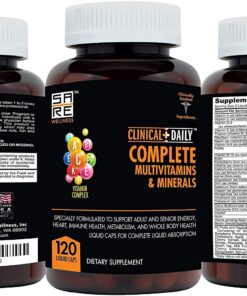 Clinical Daily Complete Whole Food Multivitamin Supplement for Women & Men - Complete Liquid Vitamin Absorption! 42 Superfood Fruits Vegetables - Young Adult to Senior - 120 Liquid Capsules 120 Count (Pack of 1) 13 71fM9SFsHGL