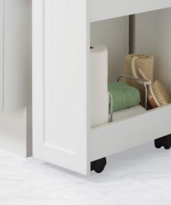 Zenna Home Slim Bath Shelves, Freestanding Moveable Bathroom Storage, White 8 Inch 32 71fMHNXoDVL