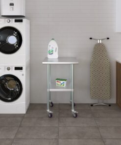 AmGood 24" x 24" Stainless Steel Work Table with Casters | Heavy Duty Metal Utility Table On Wheels | Kitchen Island Cart 24" Long x 24" Deep 12 71fMaytOl8L