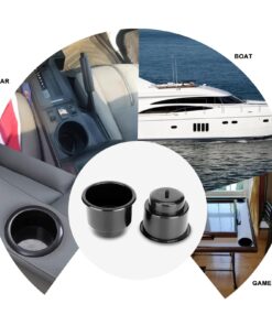 Amarine Made (Set of 4) Black Recessed Drop in Plastic Cup Drink Can Holder with Drain for Boat Car Marine Rv - Black 34 71fNa2URNEL