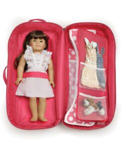 Badger Basket Toy Doll Travel Case with Pop-up Bed with Bedding for 18 inch Dolls - Pink 20 71fPSWmUC2L
