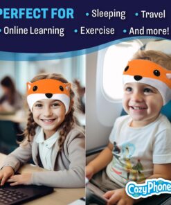 CozyPhones Kids Headphones Volume Limited with Thin Speakers & Super Soft Fleece Headband - Perfect Toddlers & Children's Earphones for Home, School & Travel - Fox 24 71fPcrft0SL